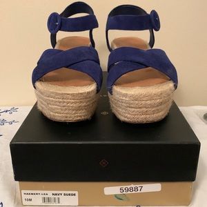 Navy suede platform sandals size 10